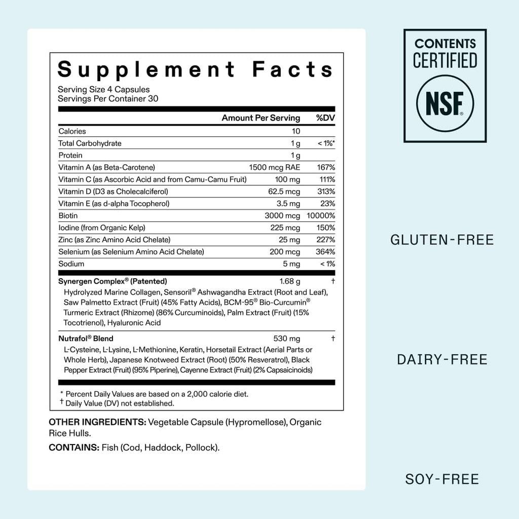 Nutrafol Women's Hair Growth Supplements, Ages 18-44, Clinically Proven for Visibly Thicker and Stronger Hair, Dermatologist Recommended - 1 Month Supply